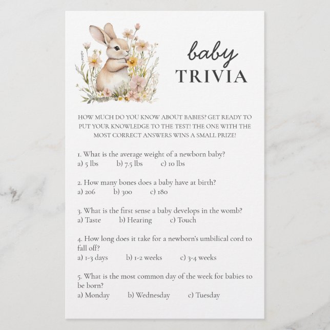 Somebunny Baby Showspiel: Baby Trivia (Vorderseite)