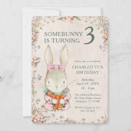 Somebunny is Turning Three 3rd Birthday Invitation Einladung