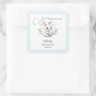Somebunny ist auf dem Way Boy Easter Baby Shower Quadratischer Aufkleber