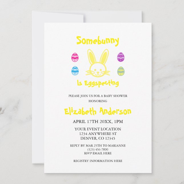 Somebunny ist dabei, eine OsterBaby-Dusche zu sehe Einladung (Vorderseite)