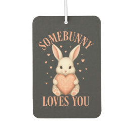 Somebunny Loves You Cute Bunny on Dark Charcoal Autolufterfrischer