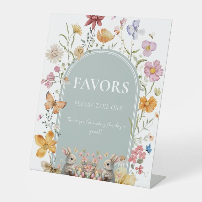 someBunny Oaster Wildblume Baby Dusche Empfang Sockelschild (Vorderseite)