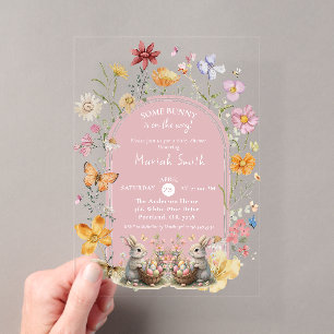 SomeBunny Oster-Wildblumen-Baby-Shower Acryleinladungen