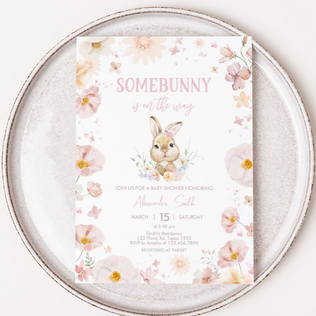 Somebunny Rabbit Baby Dusche Einladung (Somebunny Is On The Way Baby Shower Invitation)