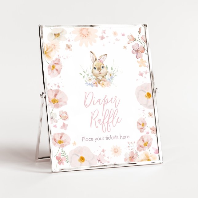 Somebunny Rabbit Babydusche Windelwindeln Poster (Rabbit Somebunny Baby Shower Diaper Raffle Sign)