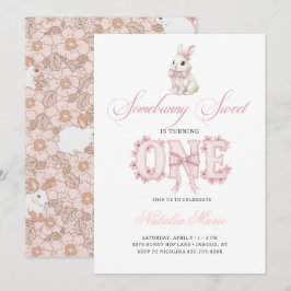 Somebunny Sweet 1st Birthday Spring Floral Invitat Einladung