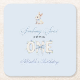 Somebunny Sweet 1st Birthday Spring Floral Invitat Rechteckiger Pappuntersetzer
