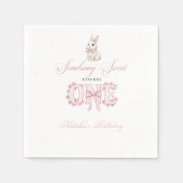 Somebunny Sweet 1st Birthday Spring Floral Invitat Serviette