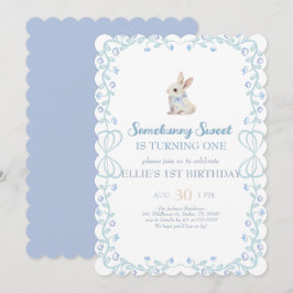 Somebunny Sweet Bunny 1st Birthday Spring Floral I Einladung