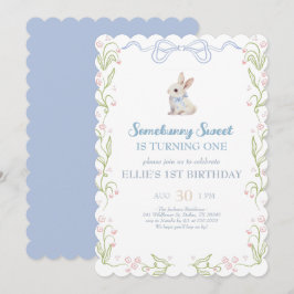 Somebunny Sweet Bunny 1st Birthday Spring Floral I Einladung