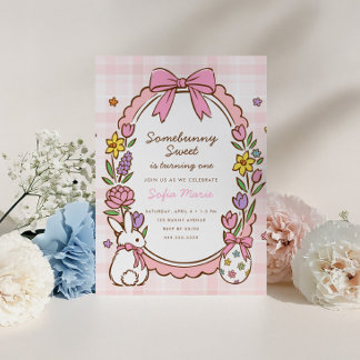 Somebunny Sweet Mädchen 1. Ostern Frühlings-Geburt Einladung