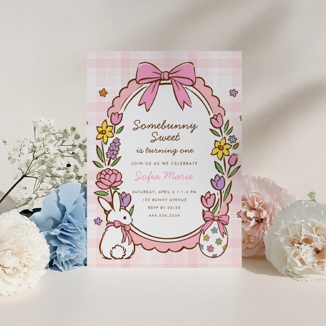 Somebunny Sweet Mädchen 1. Ostern Frühlings-Geburt Einladung (Von Creator hochgeladen)