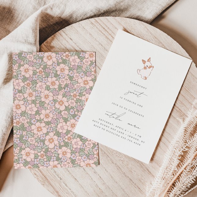 Somebunny Sweet Spring Ostermädchen 1. Geburtstag Einladung (Von Creator hochgeladen)