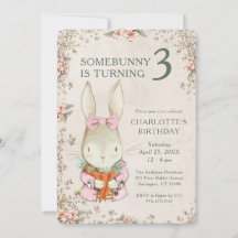 Somebunny wird drei 3. Geburtstagseinladung