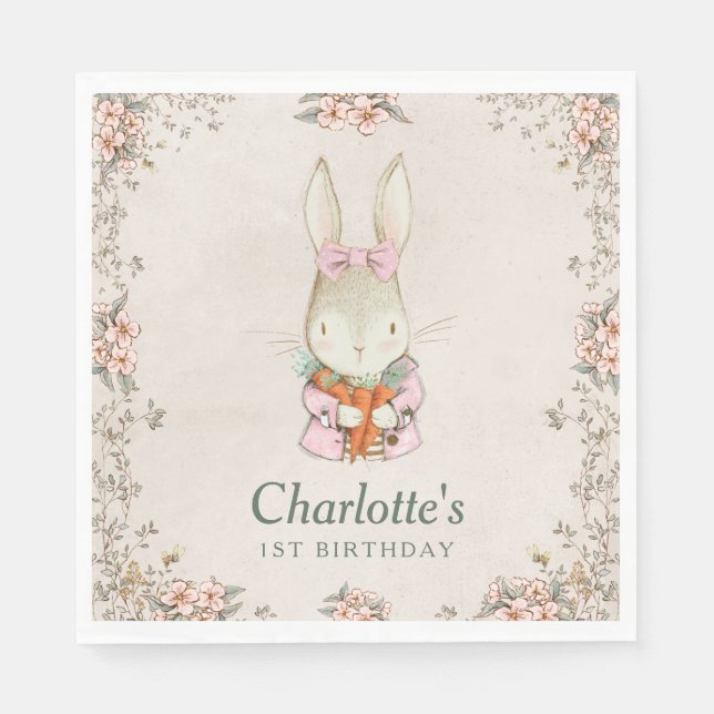 Somebunny wird ein Geburtstagsservietten Serviette (Vorderseite)