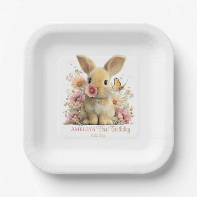 Somebunny wird Eins Papier-Teller Pappteller (Vorderseite)