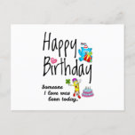 Someone I love was born today - Birthday Wishes Postkarte<br><div class="desc">Happy Birthday to you. Someone I love was born today. Funny and cute Birthday design with lovely teddy bear holding a gift and a funny pencil writing the birthday wishes. A perfect match for clothing.</div>