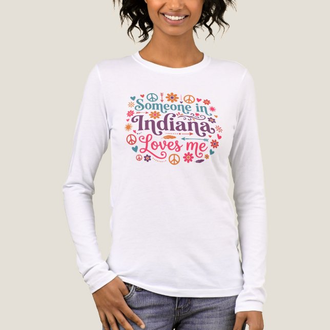 Someone in Indiana Loves Me Boho Hippie Design Tri-Blend Shirt (Vorderseite)
