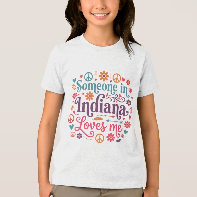 Someone in Indiana Loves Me Boho Hippie Design Tri-Blend Shirt (Vorderseite)
