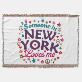 Someone in New York Loves Me Retro Funny Design Decke