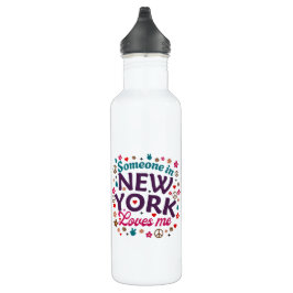 Someone in New York Loves Me Retro Funny Design Edelstahlflasche
