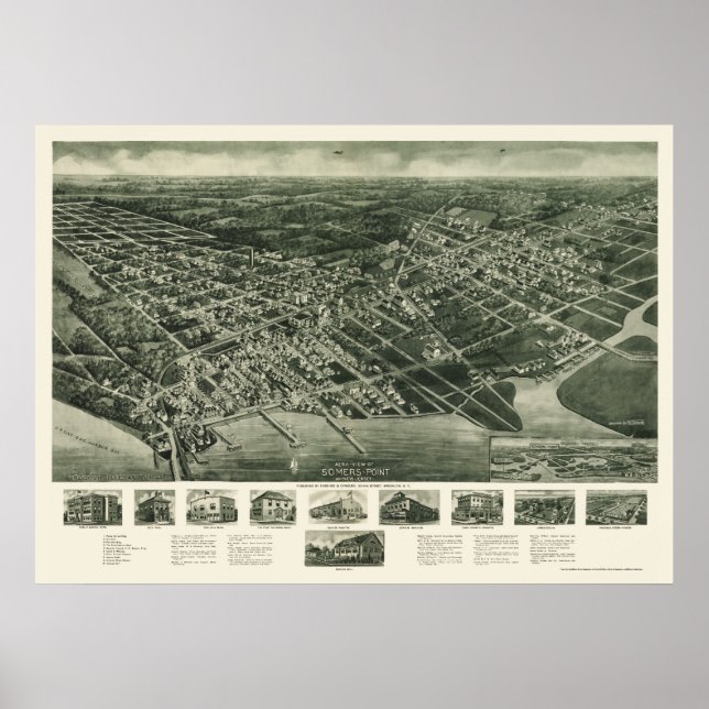 Somers-Point, NJ Panoramic Map - 1925 Poster (Vorne)