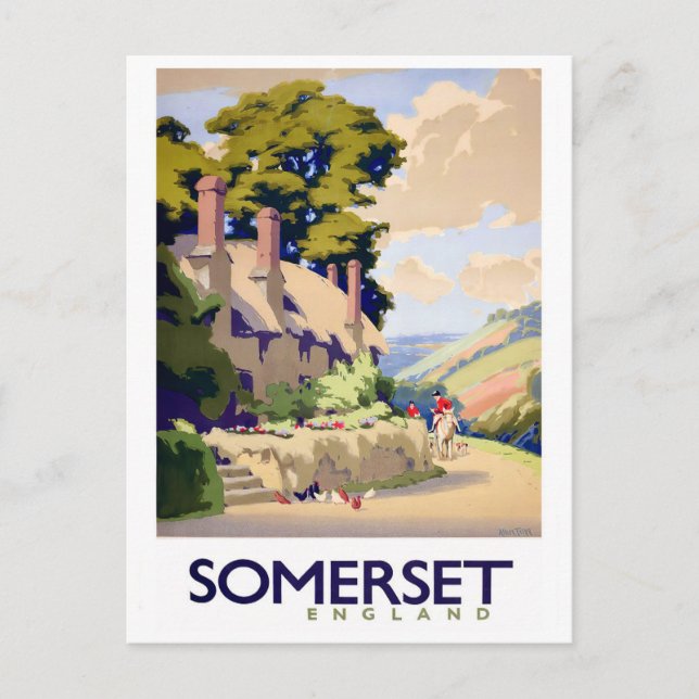 Somerset England Vintage Reise Postcard Postkarte (Vorderseite)