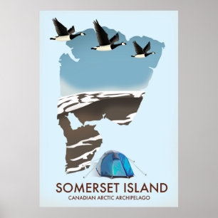Somerset-Insel, Kanada Vintage-Stil Karte Poster