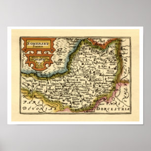 Somersetshire Somerset Landkreis Map Poster