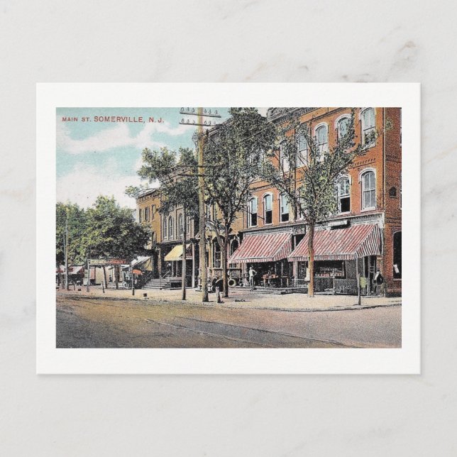 Somerville, New Jersey, Main St, Vintag Postkarte (Vorderseite)