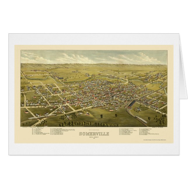 Somerville, NJ panoramische Karte - 1882 (Vorderseite (Horizontal))
