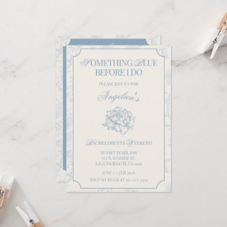 Something Blue Before I Do Bachelorette Itinerary  Einladung