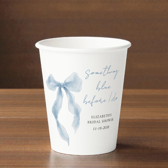 Something Blue Before I Do Bow Bridal Shower Pappbecher (Something Blue Before I Do Bow Bridal Shower Paper Cups)