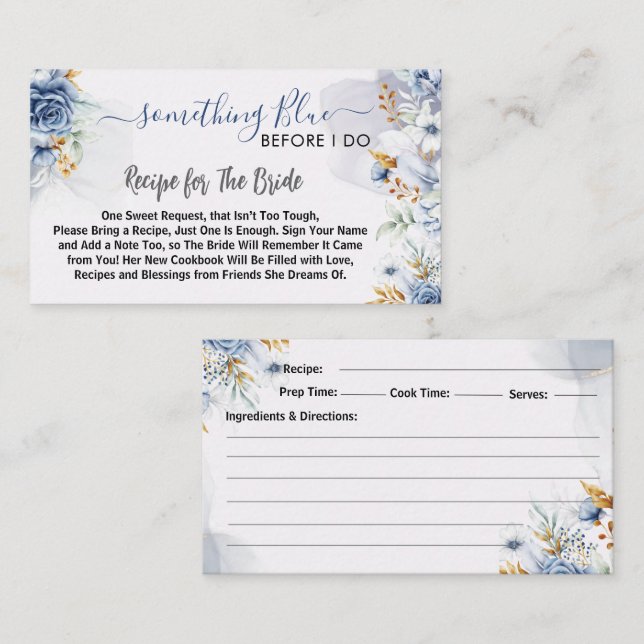 Something Blue Before I do floral Recipe Begleitkarte (Vorne/Hinten)