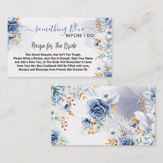 Something Blue Before I do floral Recipe Begleitkarte (Vorne/Hinten)