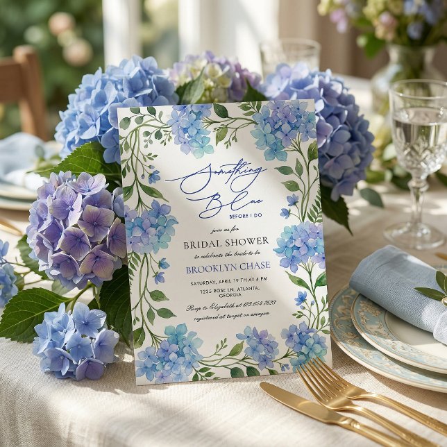 Something Blue Before I Do Hydrangea Bridal Shower Einladung (Von Creator hochgeladen)