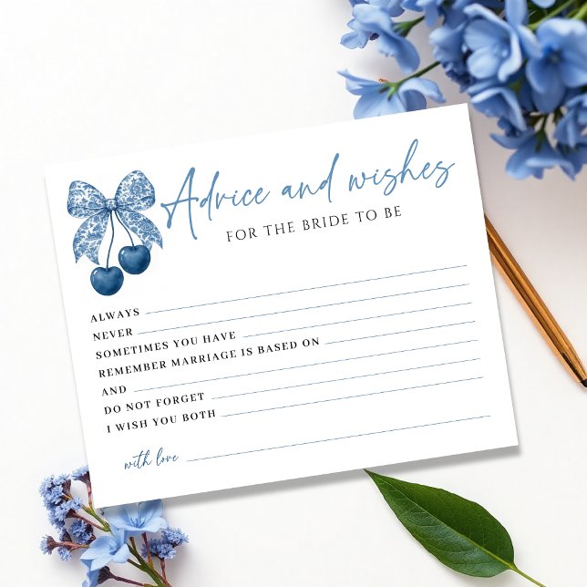 Something Blue Bow Bridal Shower Advice Card (Von Creator hochgeladen)