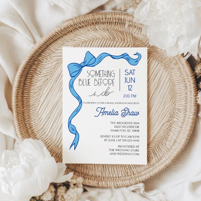 Something Blue Bow Bridal Shower Invitation Einladung (Something Blue Bow Bridal Shower Invitation)