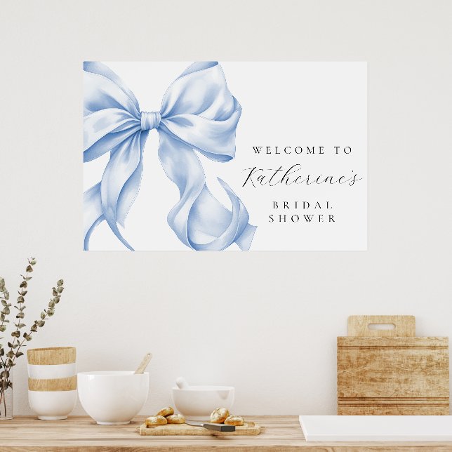 Something Blue Bow Bridal Shower Welcome Poster (Küche)