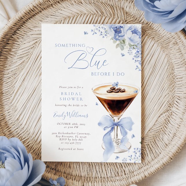 Something Blue Bow Coffee Brautparty Einladung (Von Creator hochgeladen)