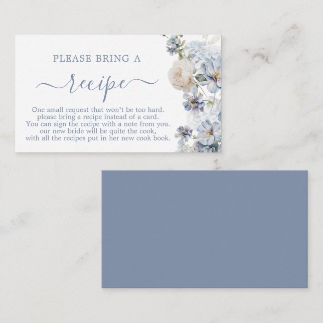 Something Blue Bridal Shower Recipe Card Request Begleitkarte (Vorne/Hinten)