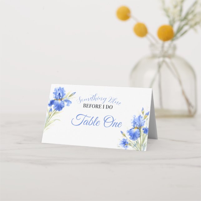 Something Blue Bridal Shower Table Number Platzkarte (Vorderseite)