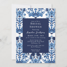 Something blue chinoiserie pattern Bridal shower Einladung