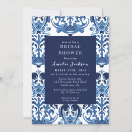 Something blue chinoiserie pattern Bridal shower Einladung
