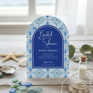 Something Blue Coastal Mediterranean Bridal Shower Einladung