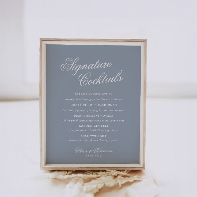 Something Blue Dusty Blue Elegant Drink Sign Poster (Von Creator hochgeladen)