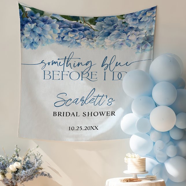 Something Blue Elgant Hydrangea Bridal Shower  Wandteppich (Something Elegant Blue Hydrangea Bridal Shower Tapestry)