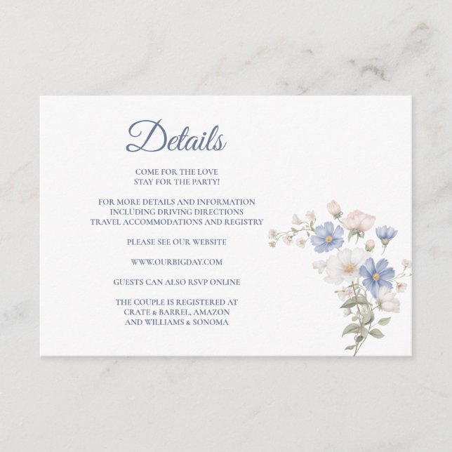 Something Blue Enclosure Card Details Begleitkarte (Vorderseite)