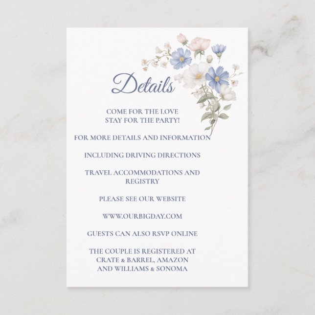 Something Blue Enclosure Card Details Begleitkarte (Vorderseite)