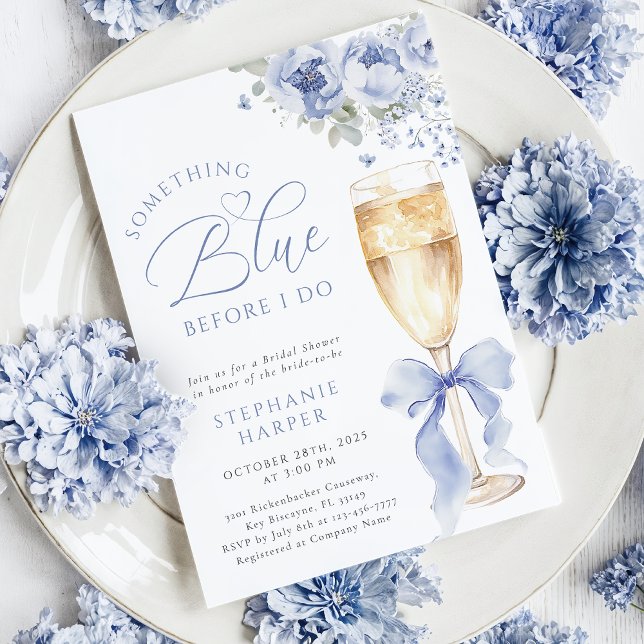 Something Blue Floral Bridal Shower Invitation Einladung (Von Creator hochgeladen)